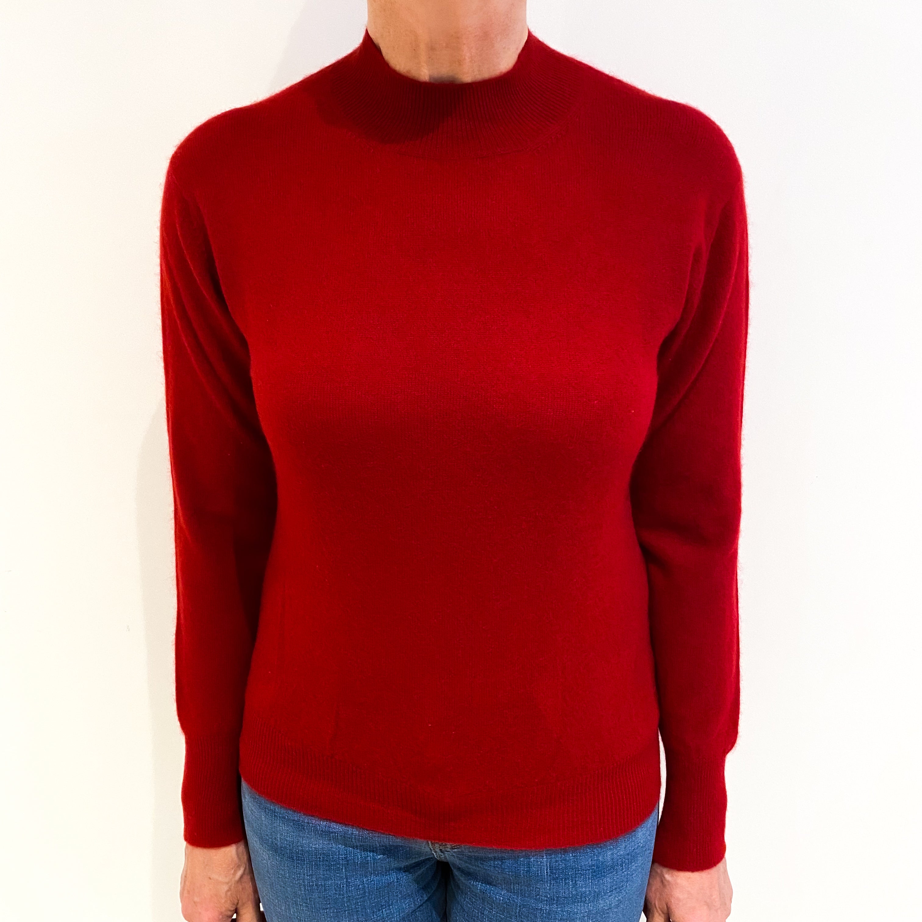 Gobi Post Box Red Cashmere Turtle Neck Jumper Medium