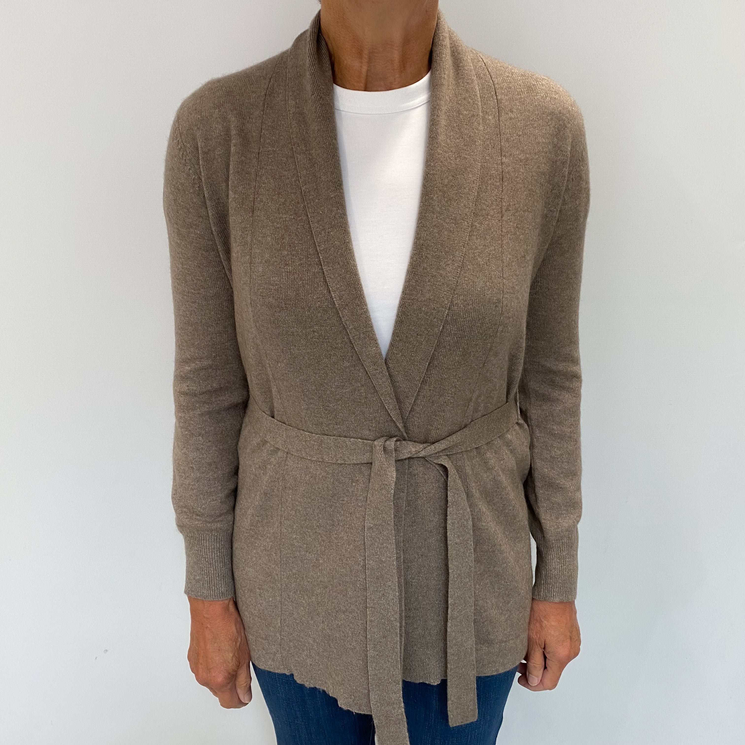 Mocha Brown Cashmere Cardigan with Belt Medium