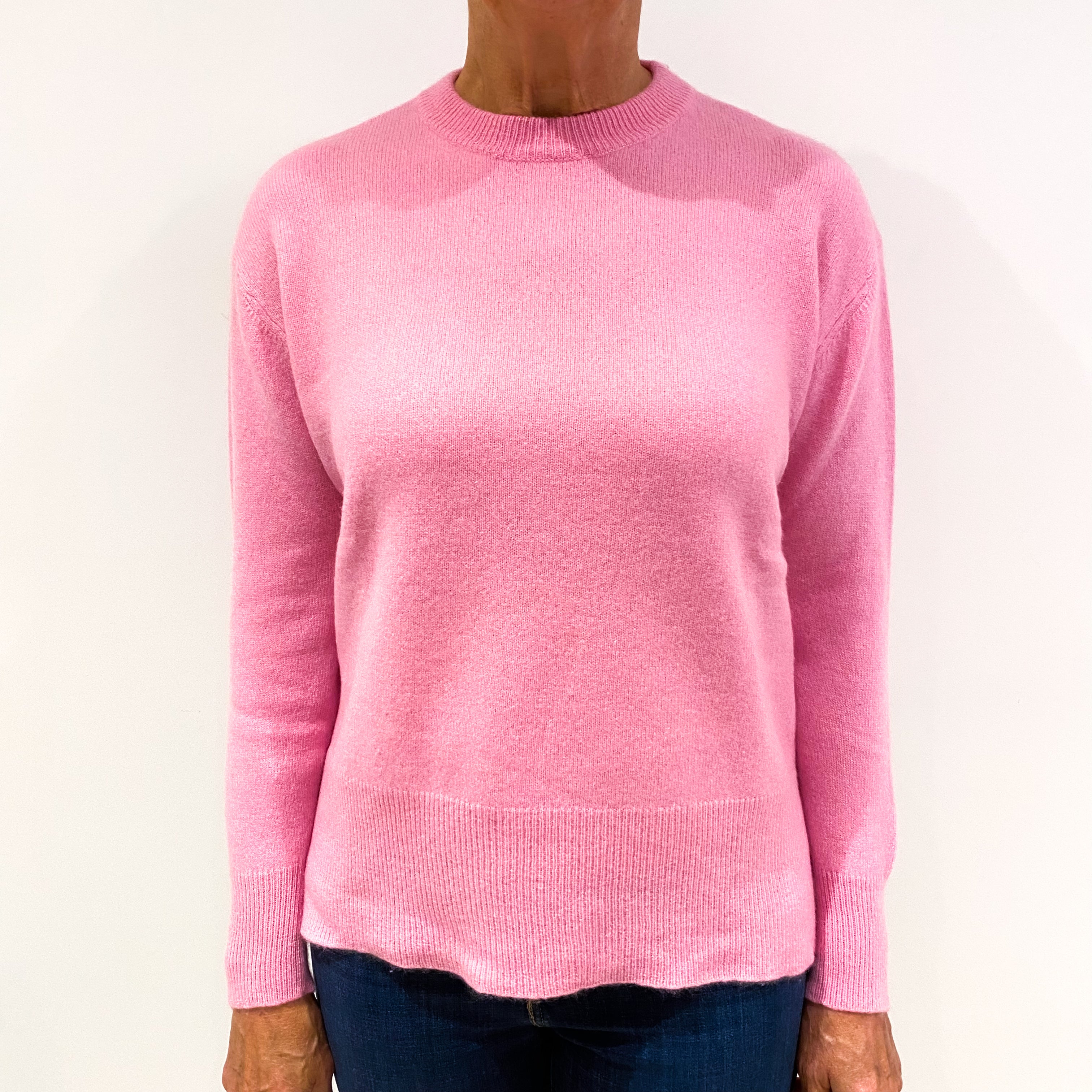 Baby Pink Slouchy Cashmere Crew Neck Jumper Medium