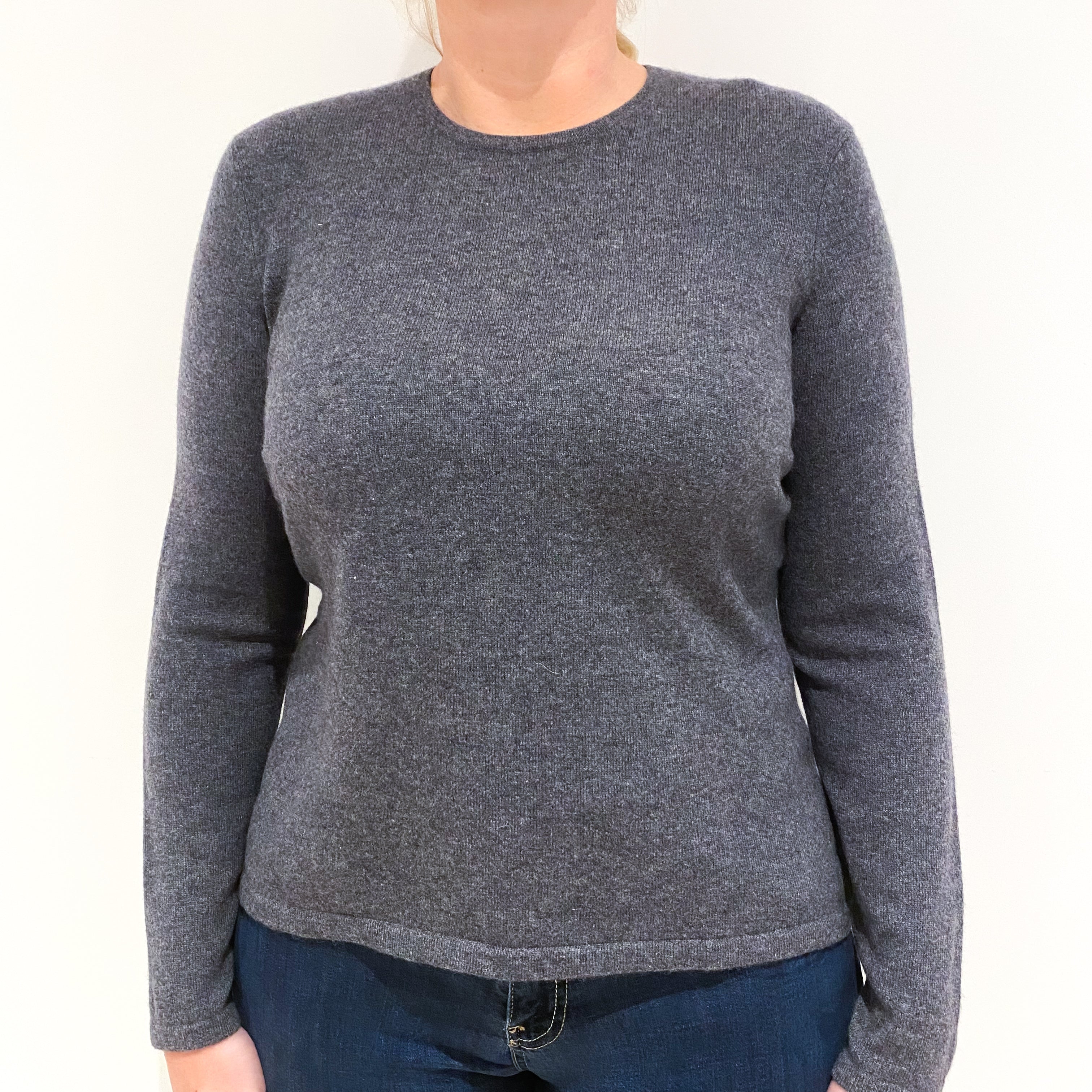 Slate Grey Cashmere Crew Neck Large