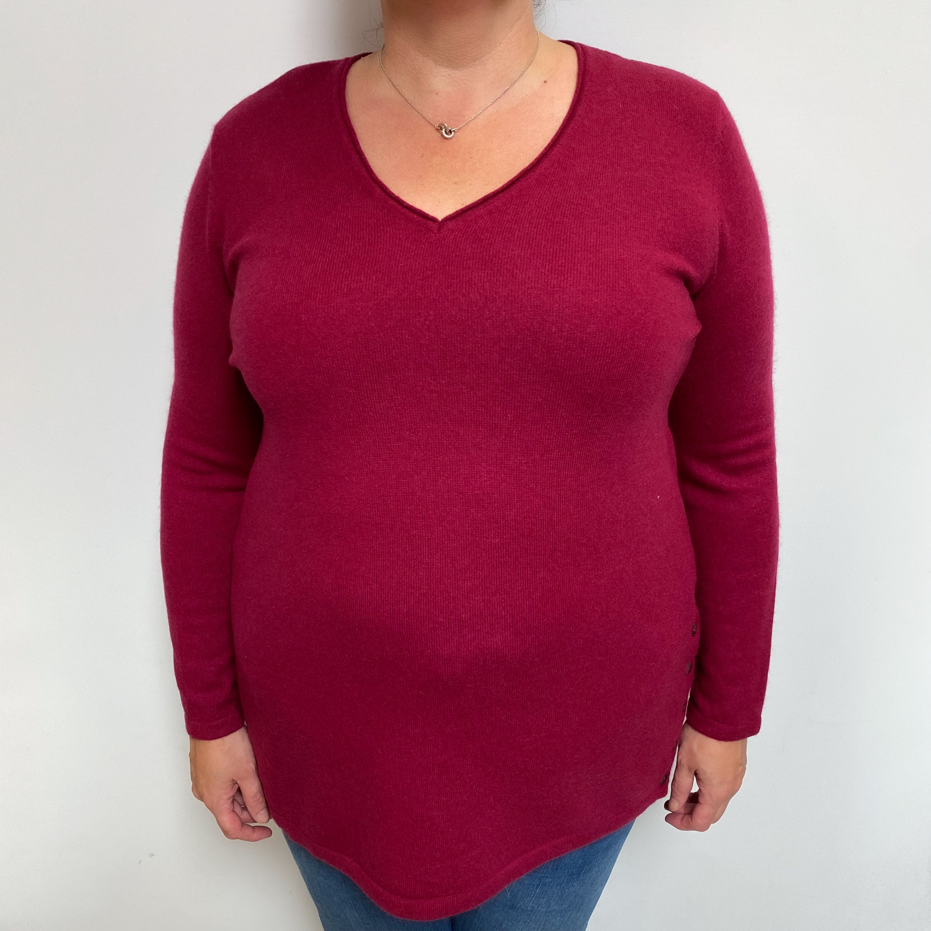 Phoenix Red Cashmere V Neck Jumper Extra Large