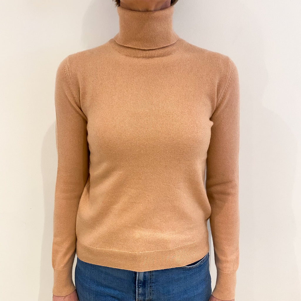 Nude Pink Cashmere Polo Neck Jumper Small