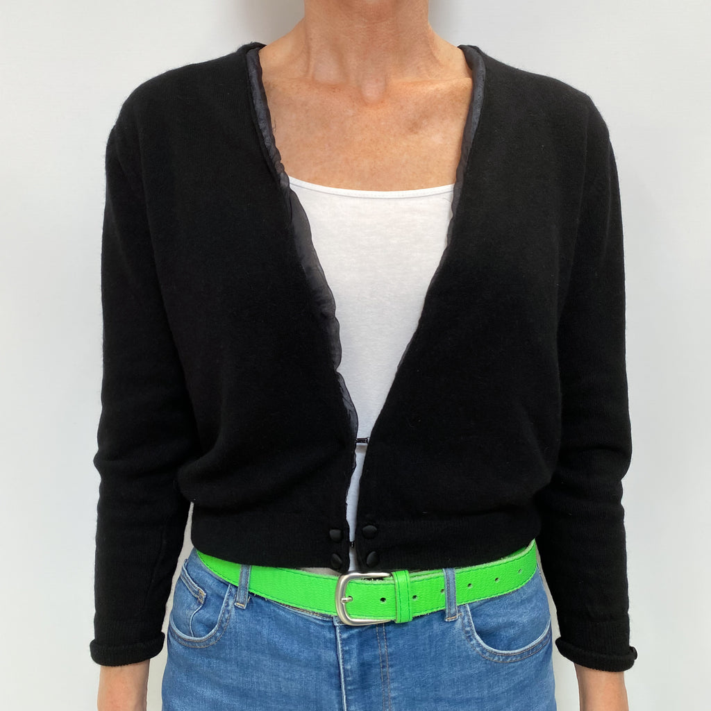Black Cashmere V Neck Cardigan Small