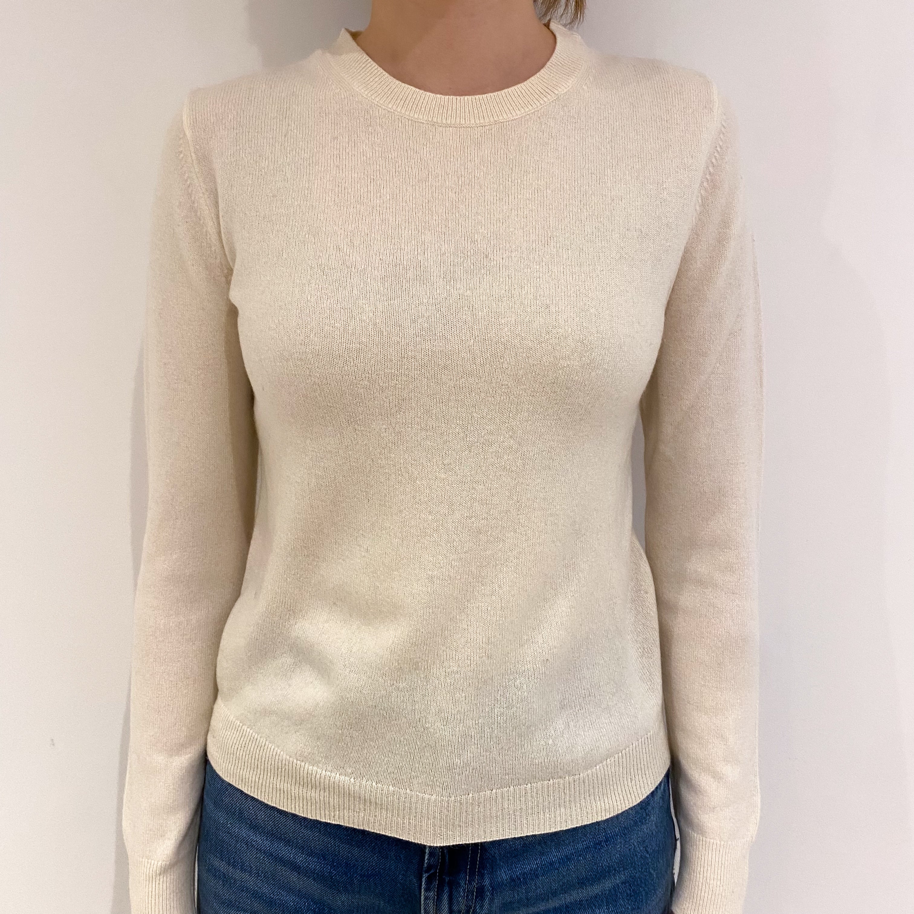 Ivory Cashmere Crew Neck Jumper Extra Small