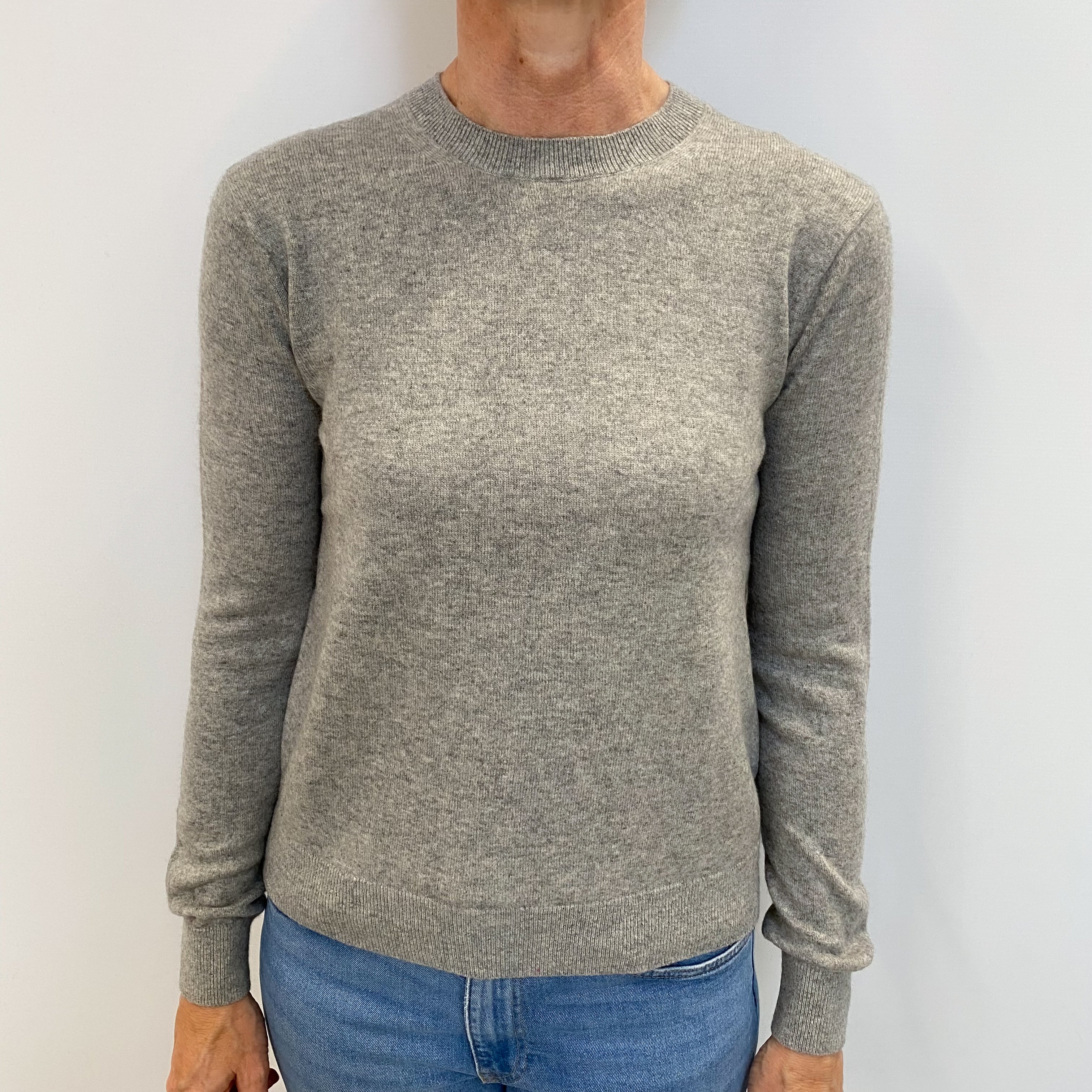 Smoke Grey Cashmere Crew Neck Jumper Small