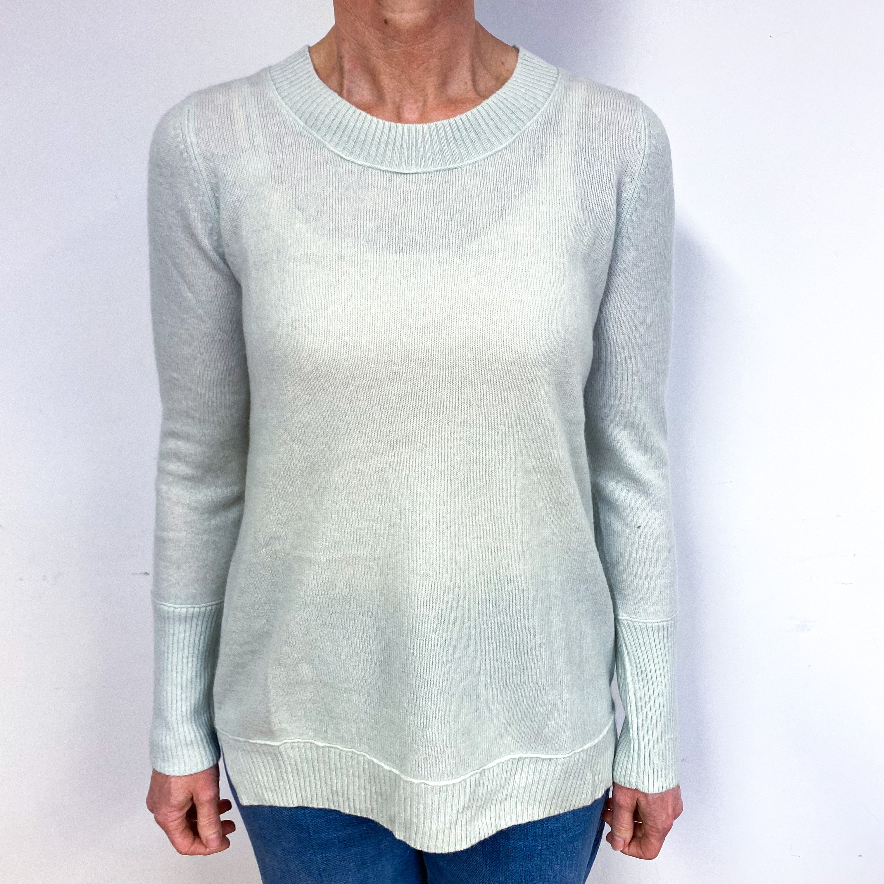 Pale Mint Green Cashmere Crew Neck Jumper Medium
