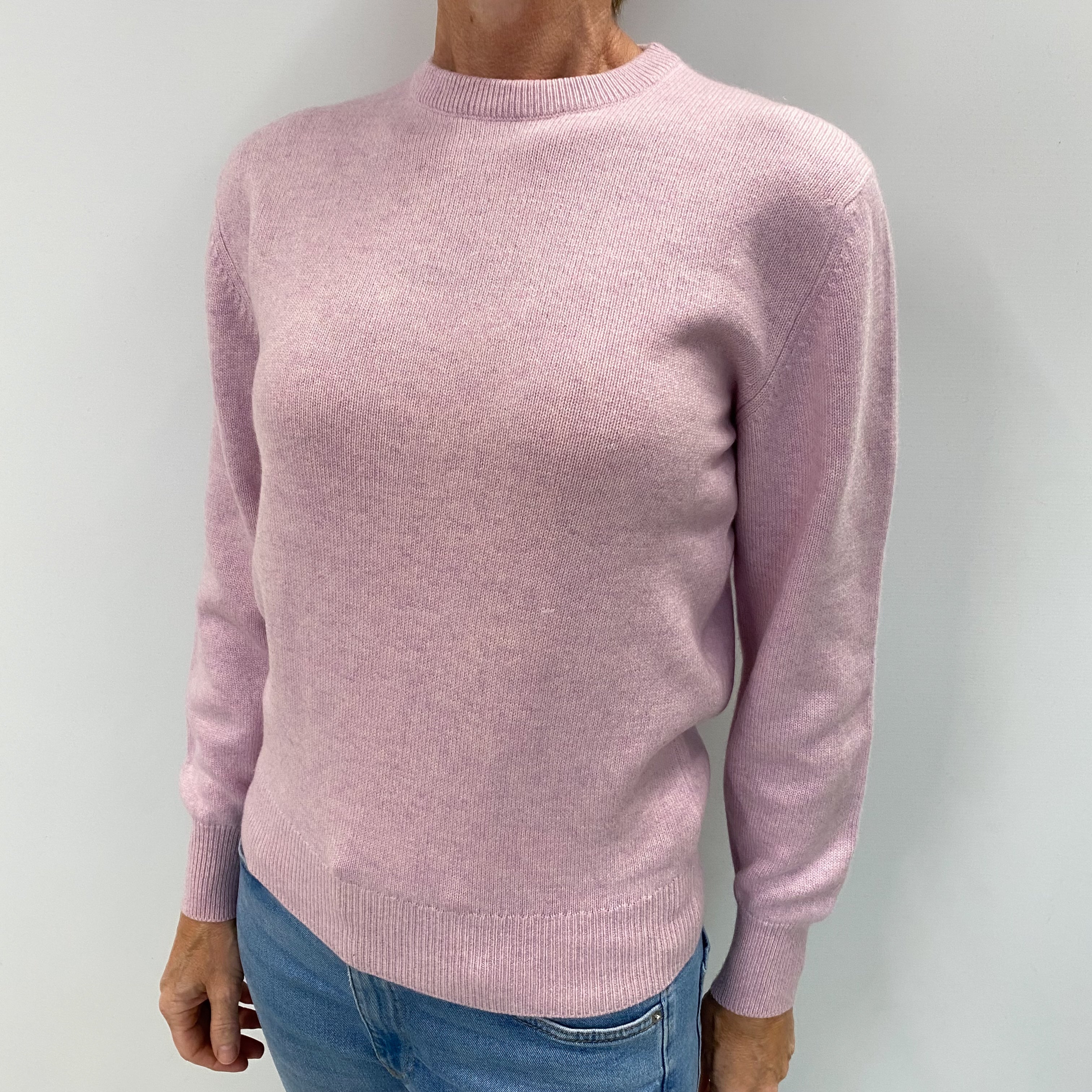 Scottish Mauve Pink Cashmere Crew Neck Jumper Small
