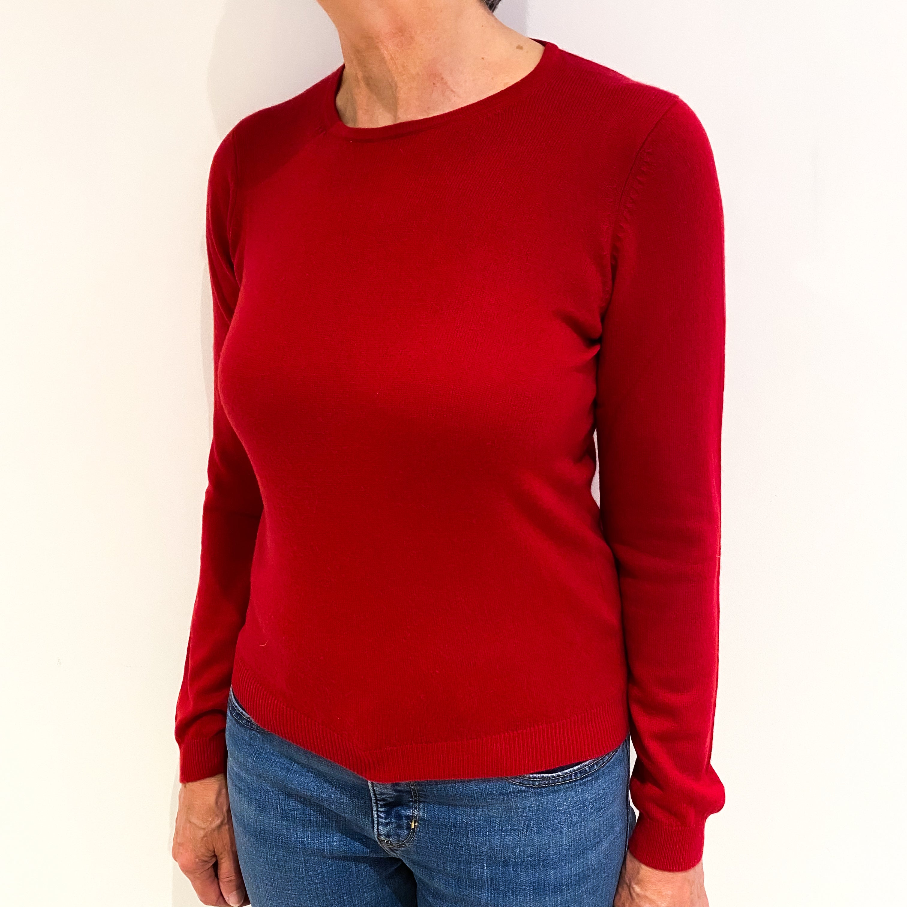 Post Box Red Cashmere Crew Neck Jumper Medium