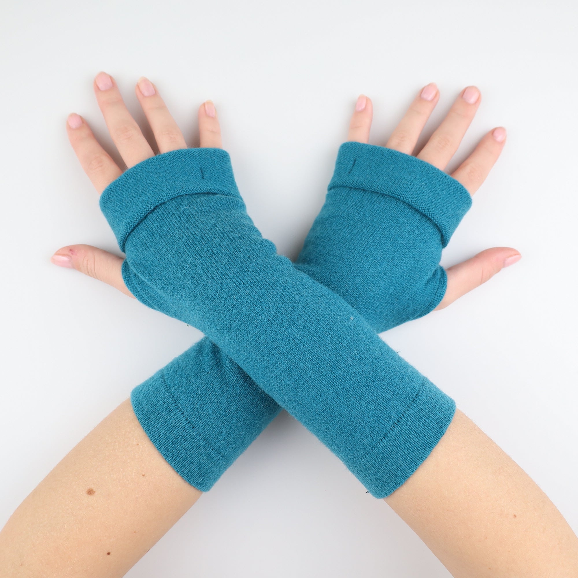 Teal Green Fingerless Gloves