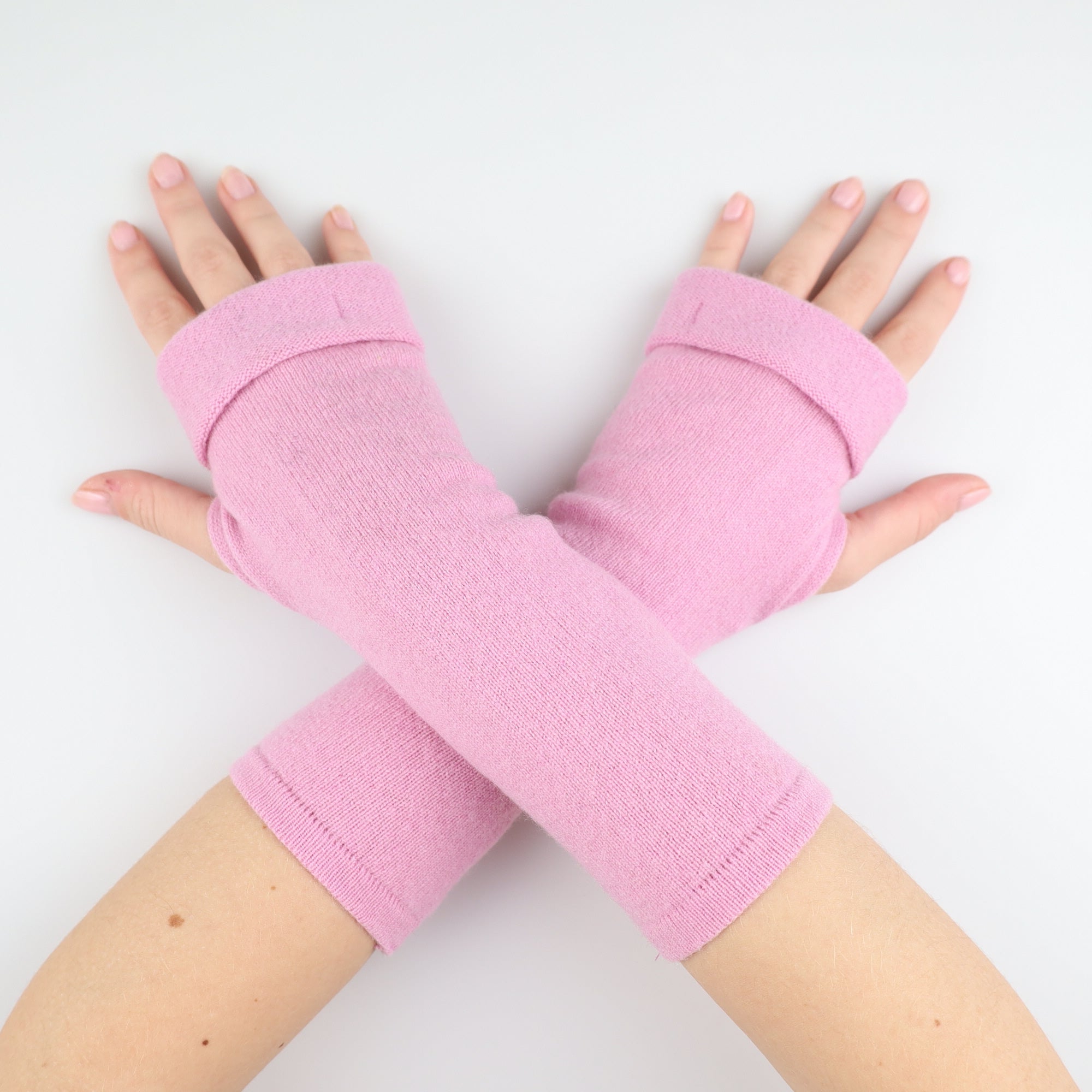 Pale Mauve Pink Fingerless Gloves