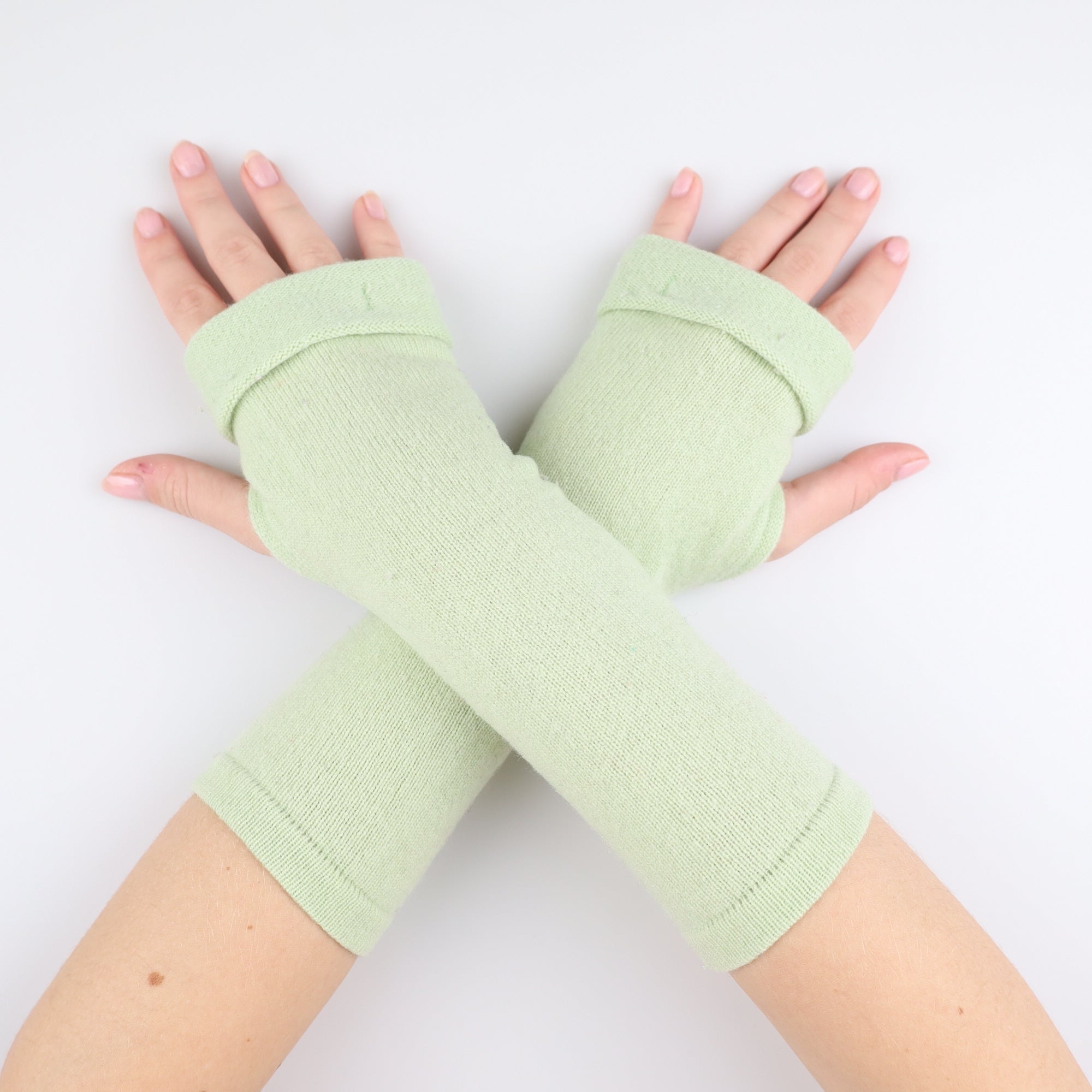 Mint Green Fingerless Gloves