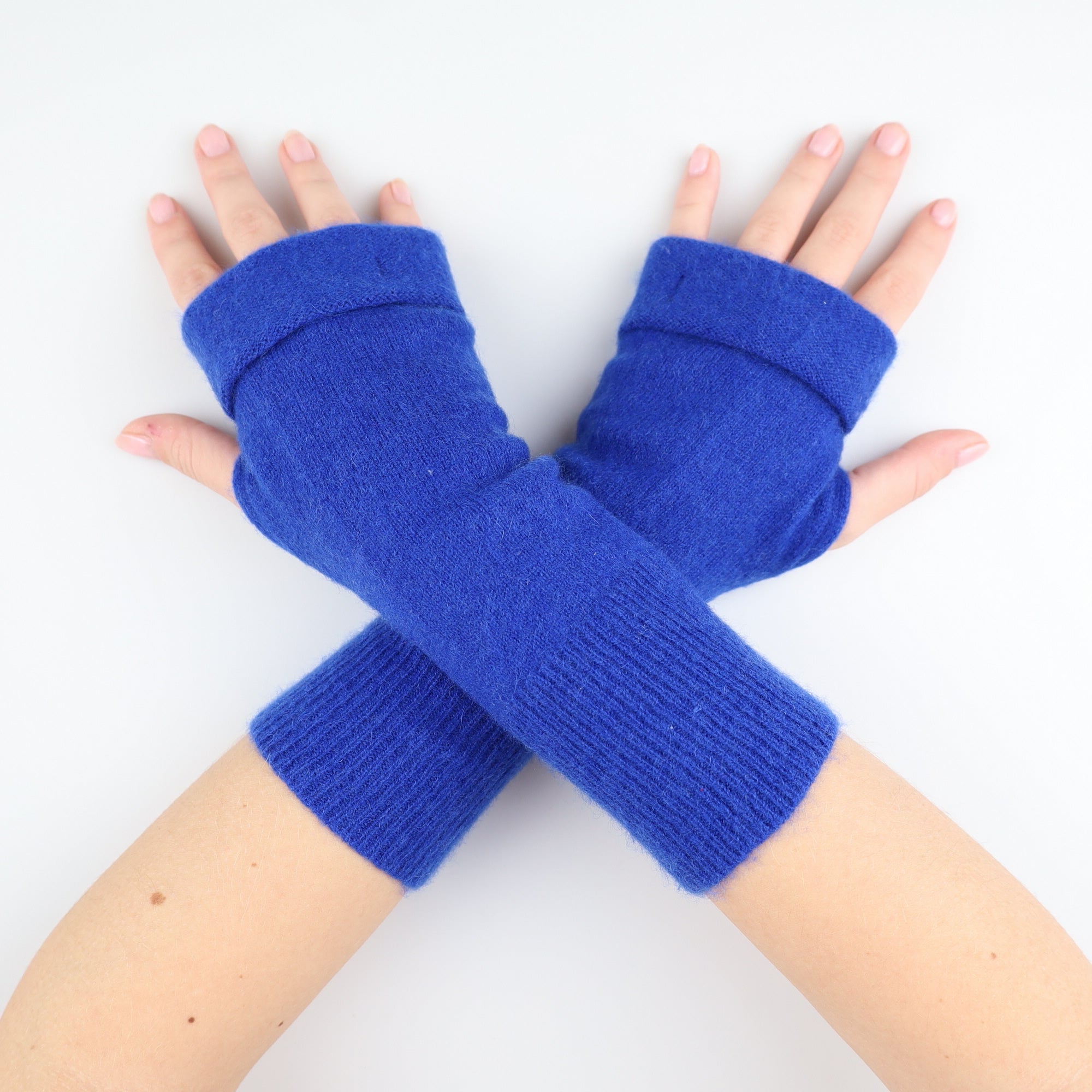 Cobalt Blue Fingerless Gloves