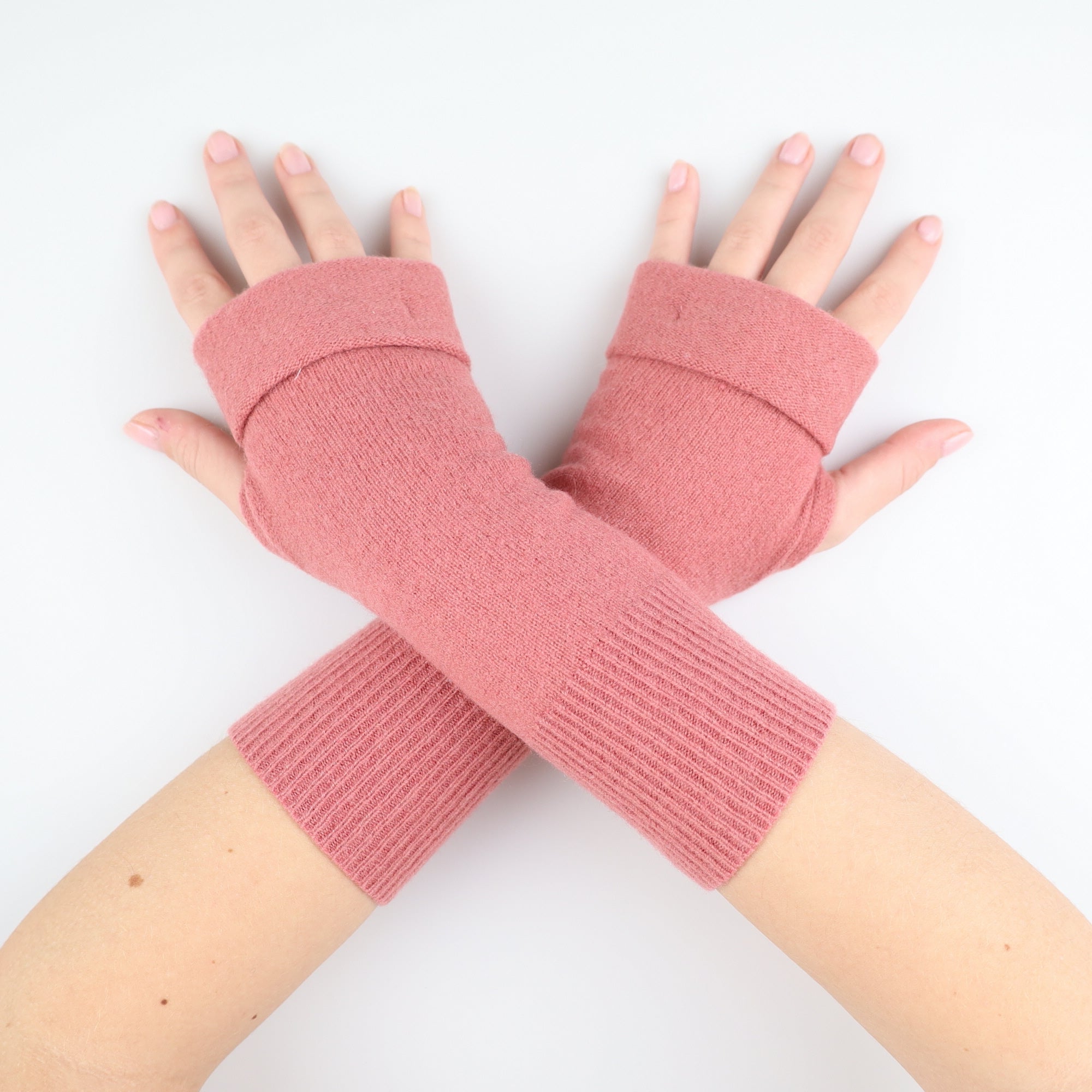 Deep Blush Pink Fingerless Gloves