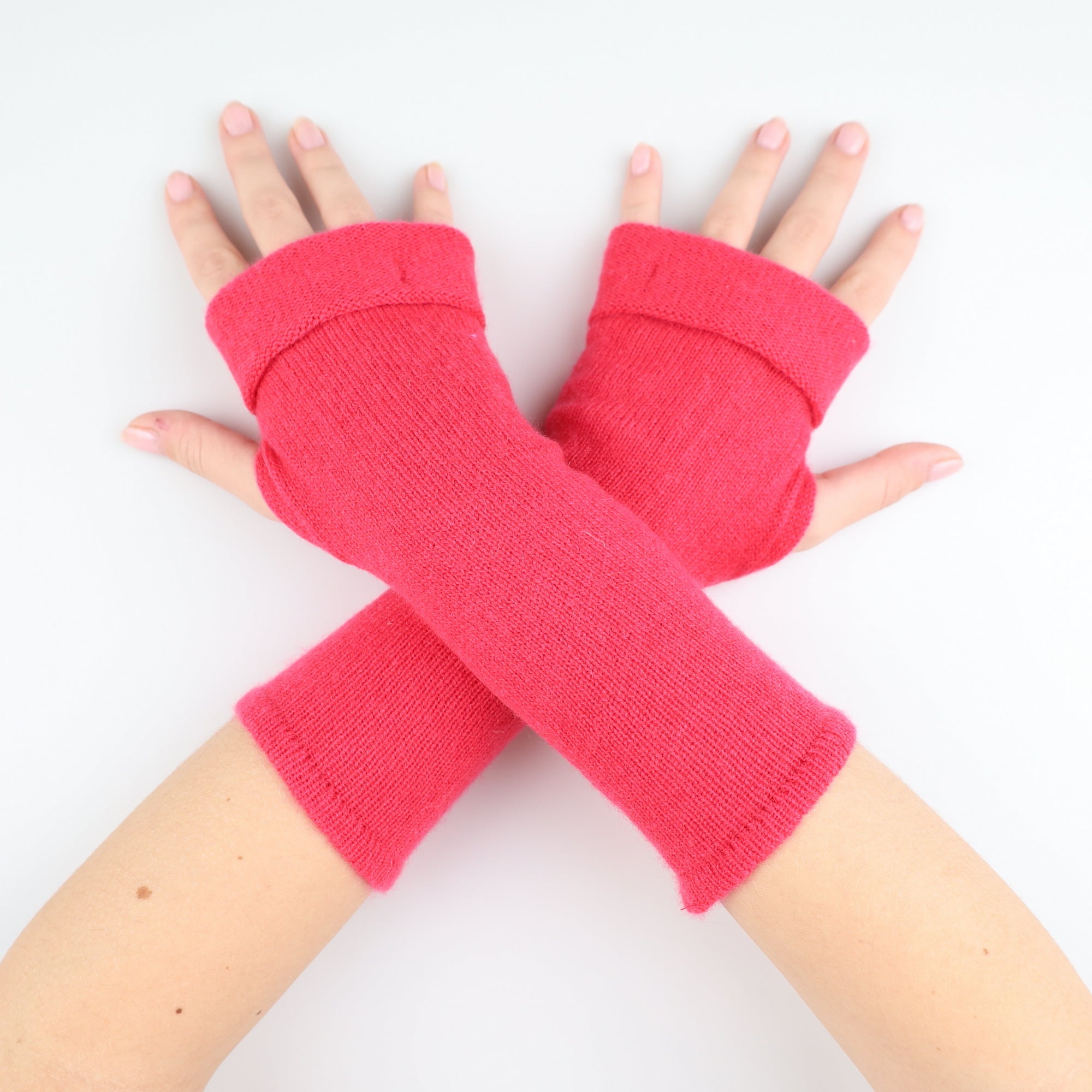 French Rose Pink Fingerless Gloves