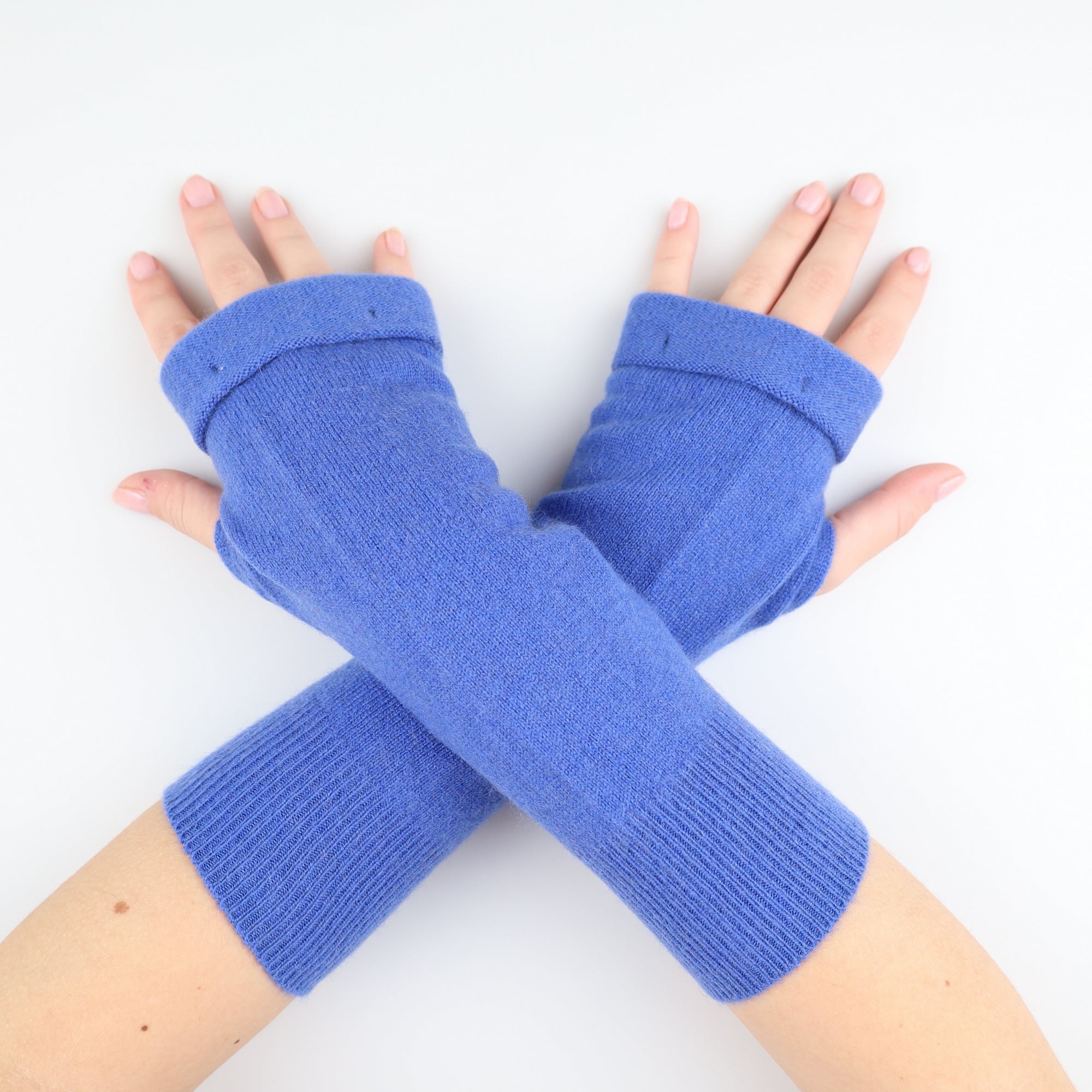 Tanzanite Blue Fingerless Gloves