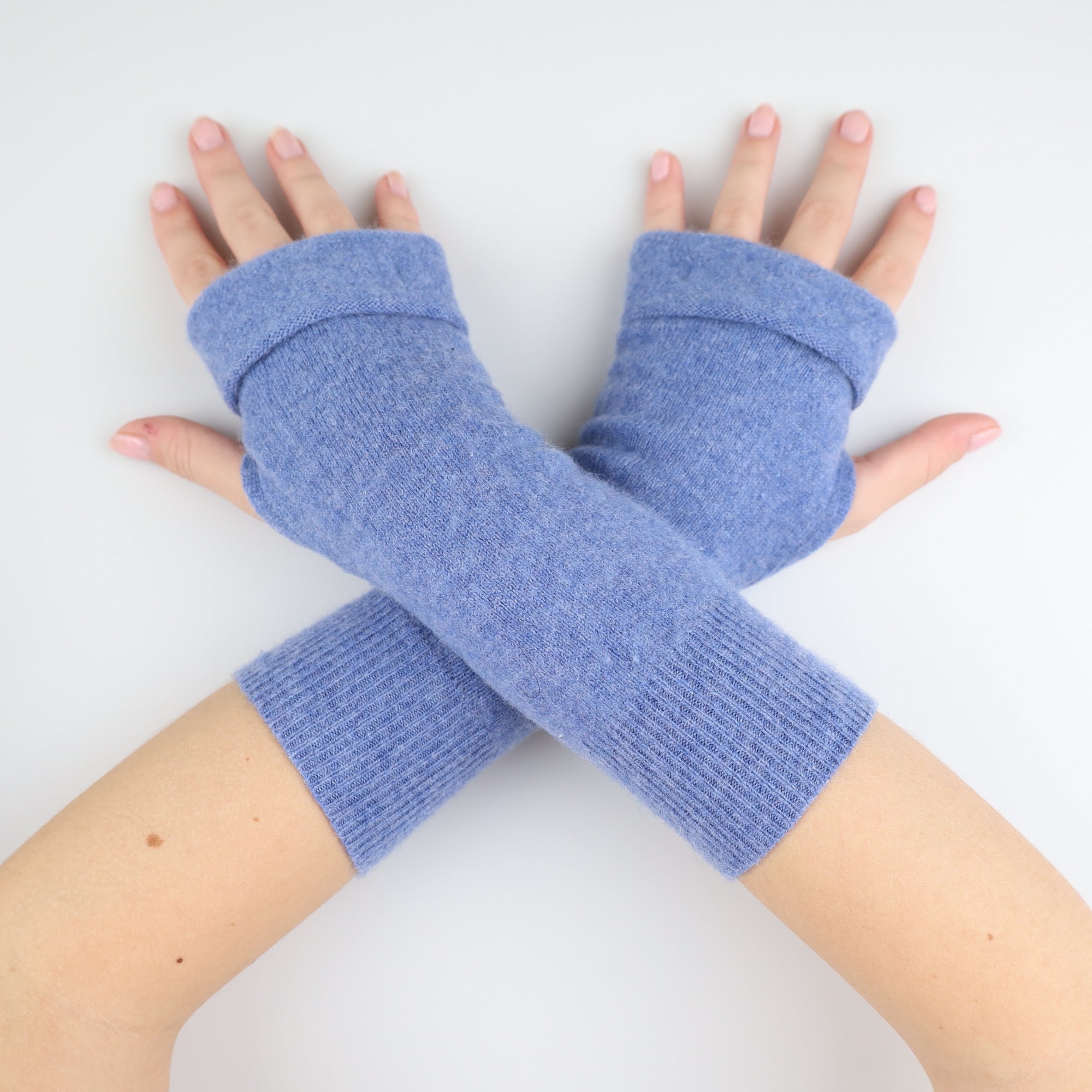 Airforce Blue Fingerless Gloves