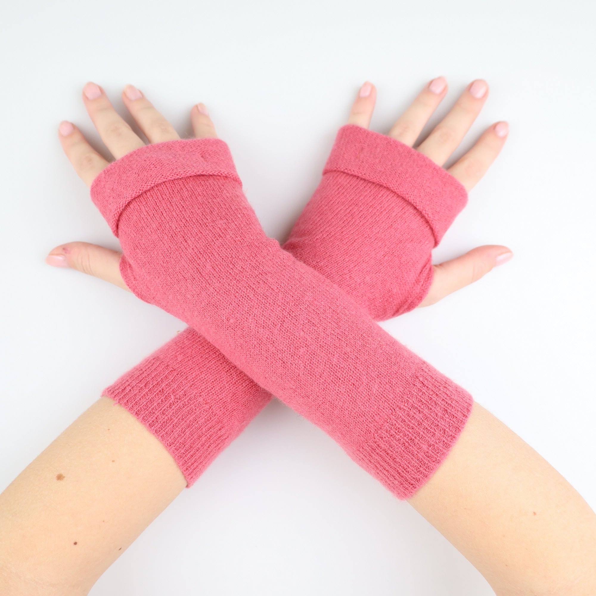 Rose Pink Fingerless Gloves