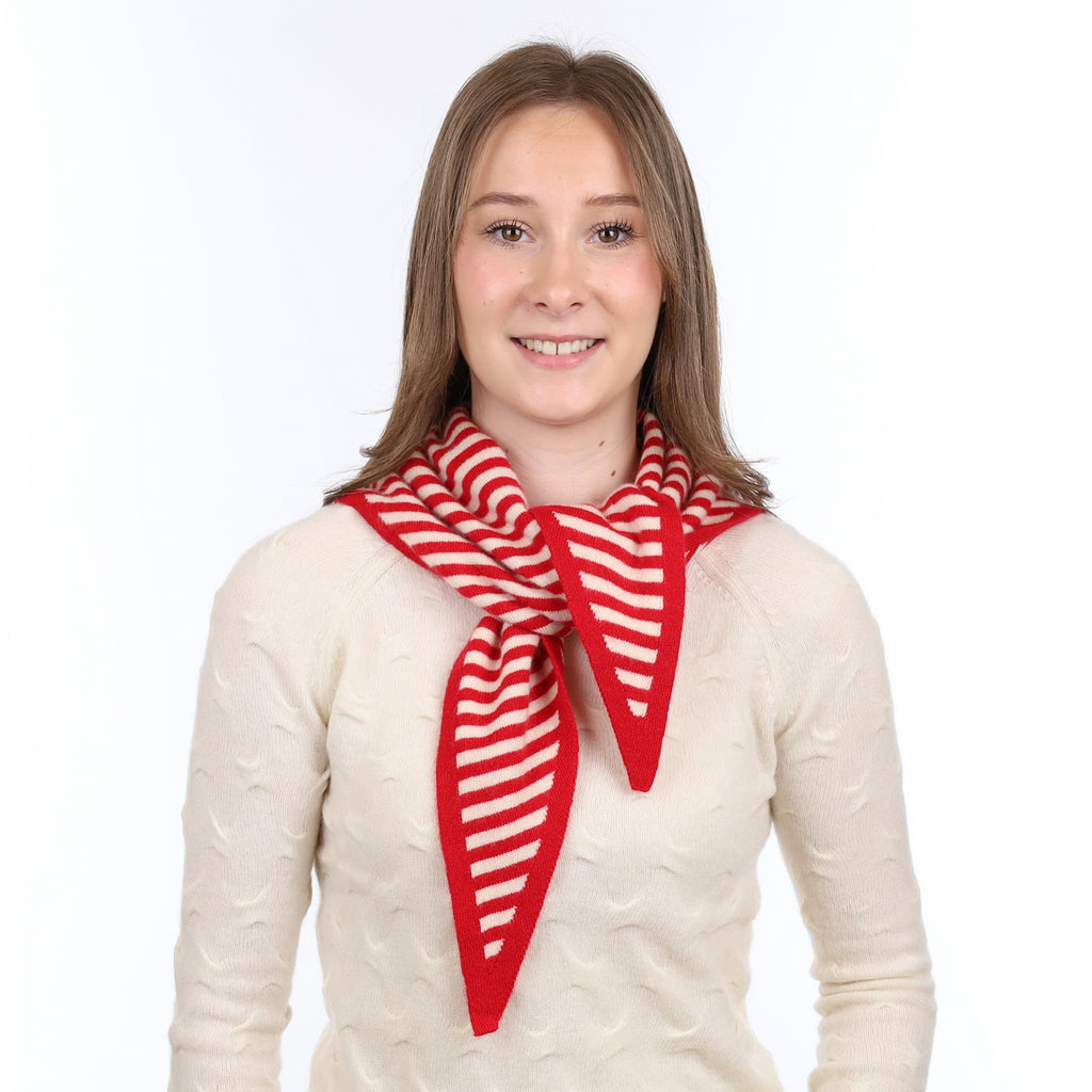 Brand New Postbox and Chalk Striped Recycled Cashmere Triangle Scarf