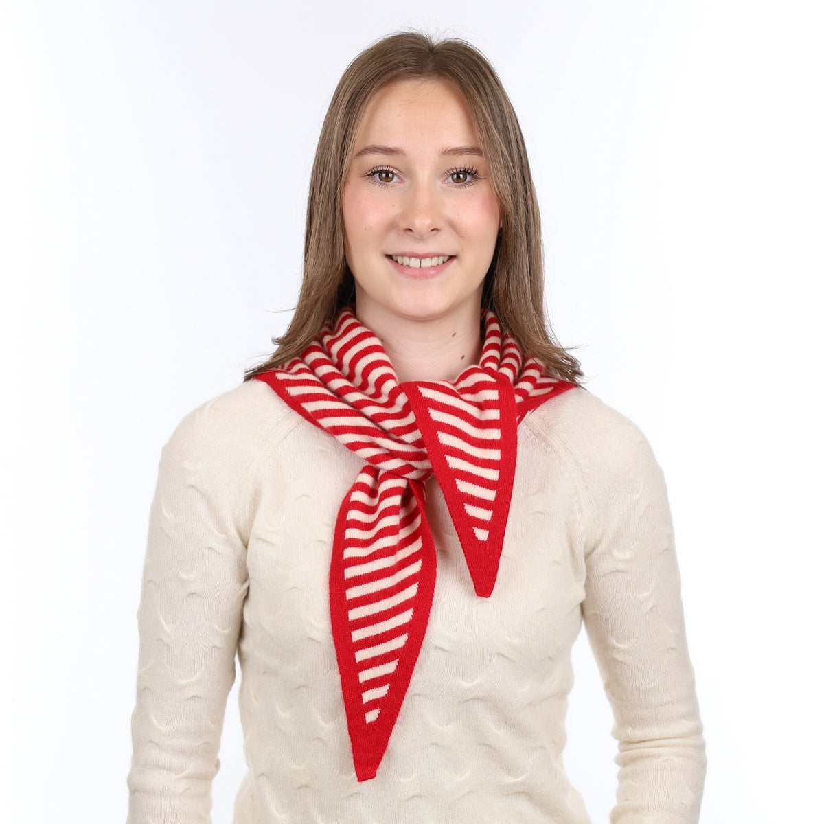Brand New Postbox and Chalk Striped Recycled Cashmere Triangle Scarf