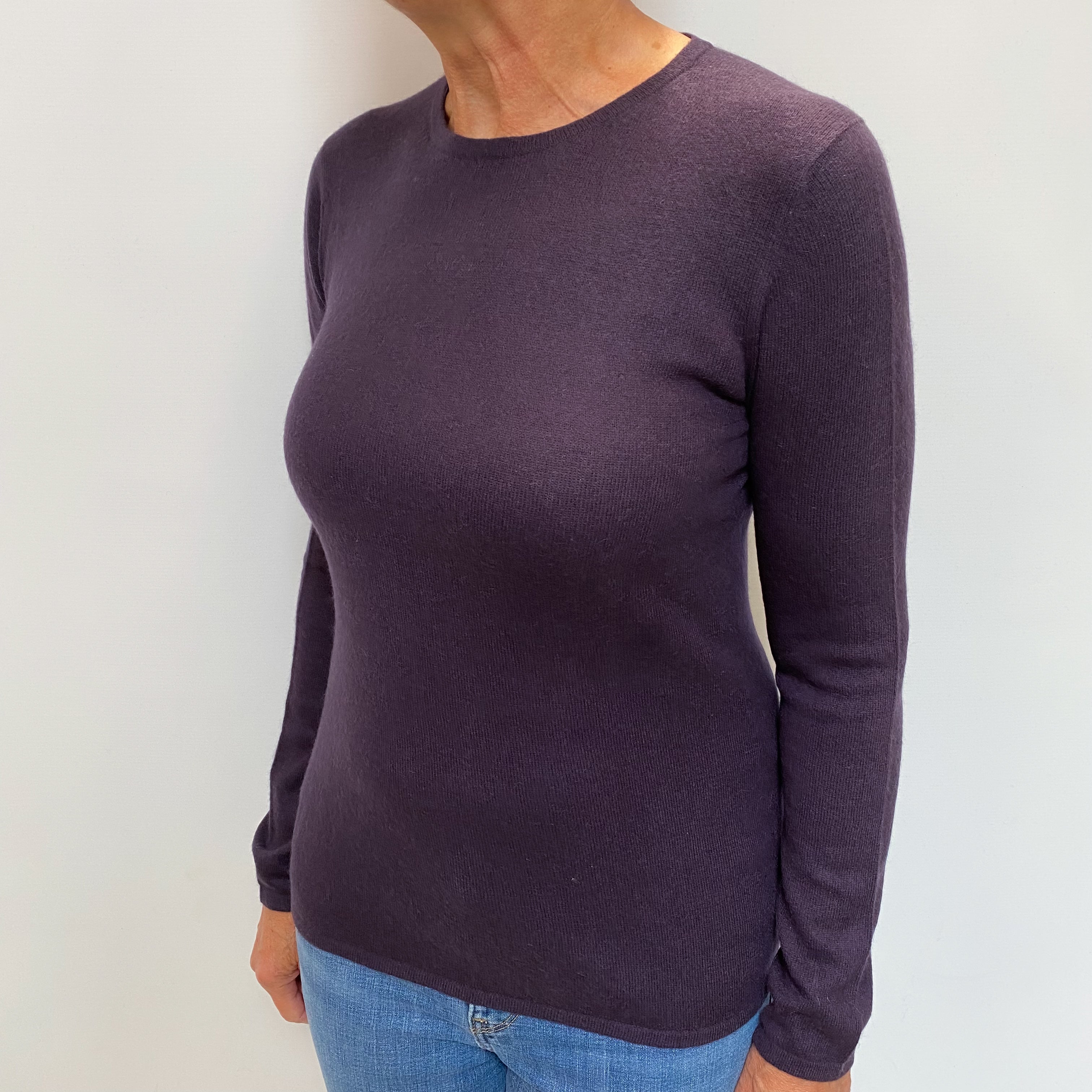 Blueberry Purple Cashmere Crew Neck Jumper Medium