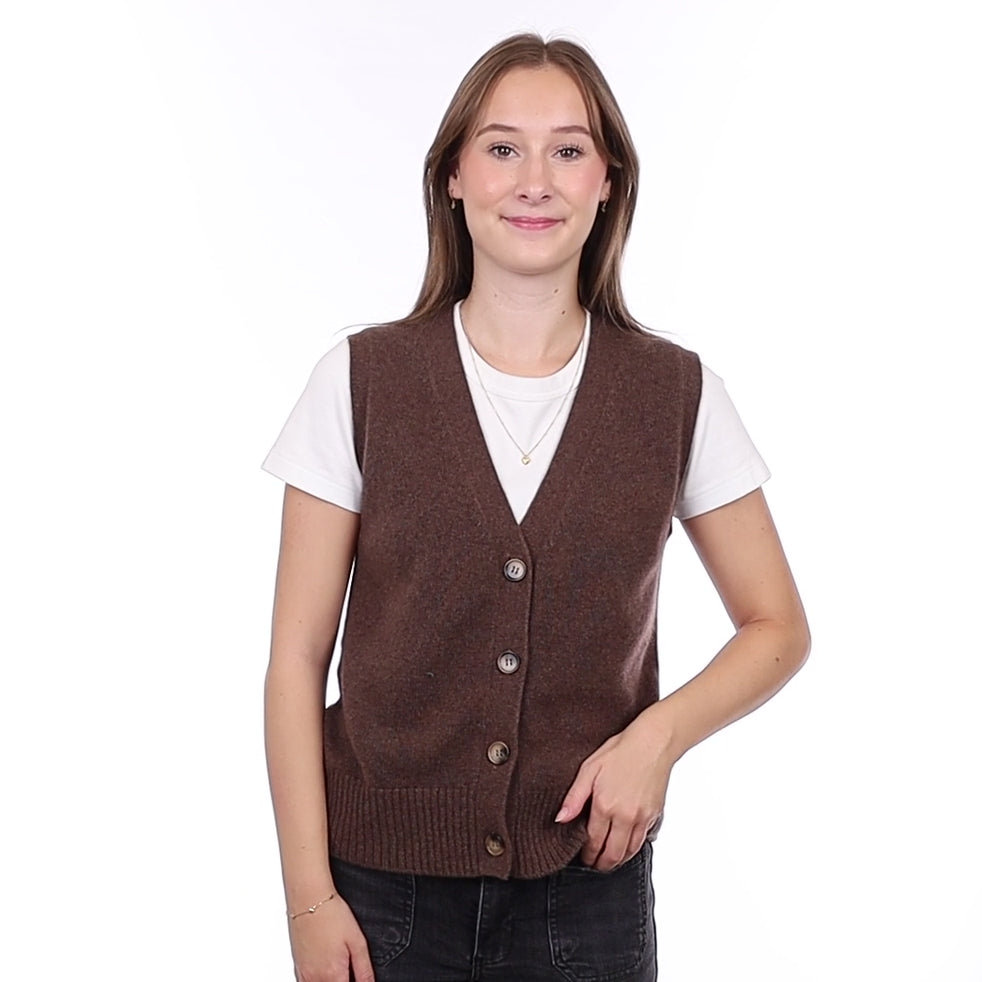 Brand New Mocha Luxury Cashmere V Neck Waistcoat Extra Small UK 6-8