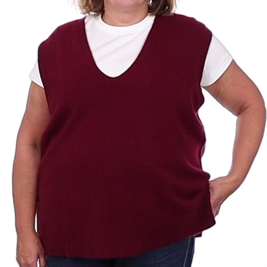 Brand New Rich Wine Luxury Cashmere Tank Top Extra Large UK 20-22