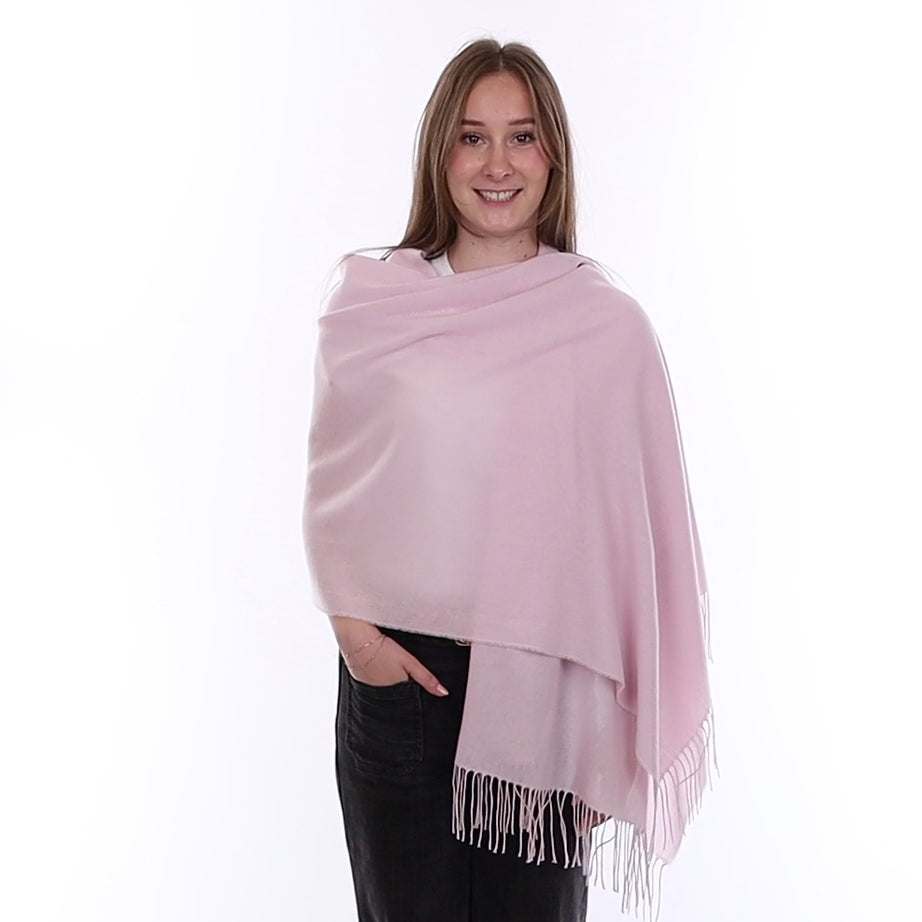 Brand New British Ice Pink Luxury Woven Cashmere Pashmina