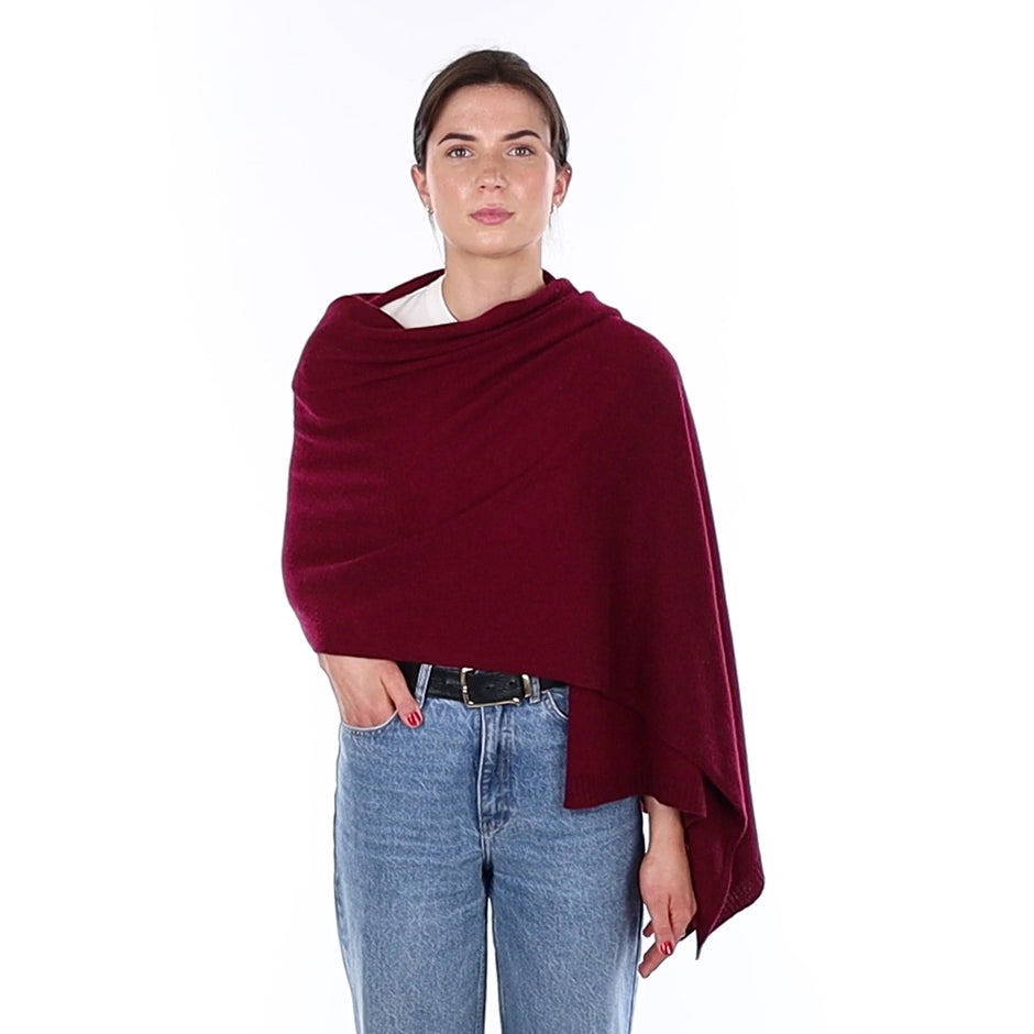 Brand New Rich Wine Recycled Cashmere Wrap