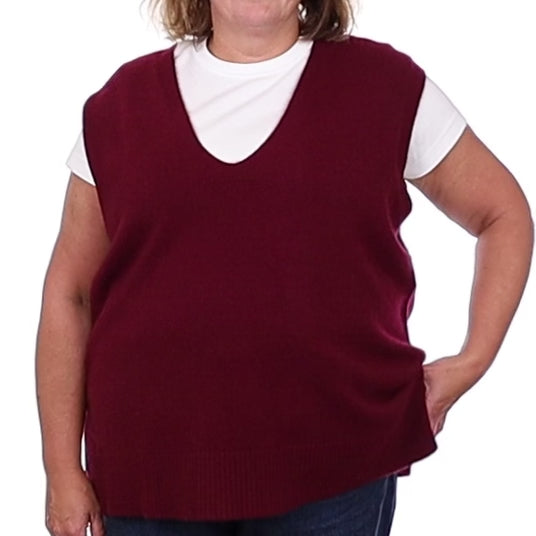 Brand New Rich Wine Luxury Cashmere Tank Top 2XL UK 22-24