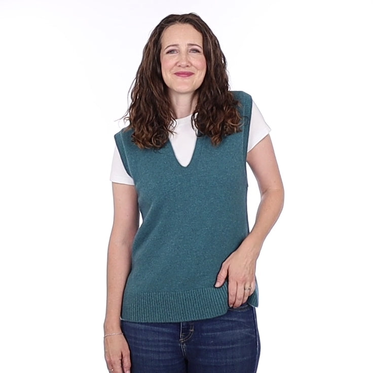 Brand New Ocean Green Luxury Cashmere Tank Top Small UK 8-10