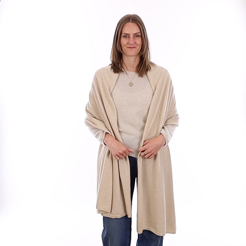 Brand New Sand Beige Recycled Cashmere Luxury Wrap