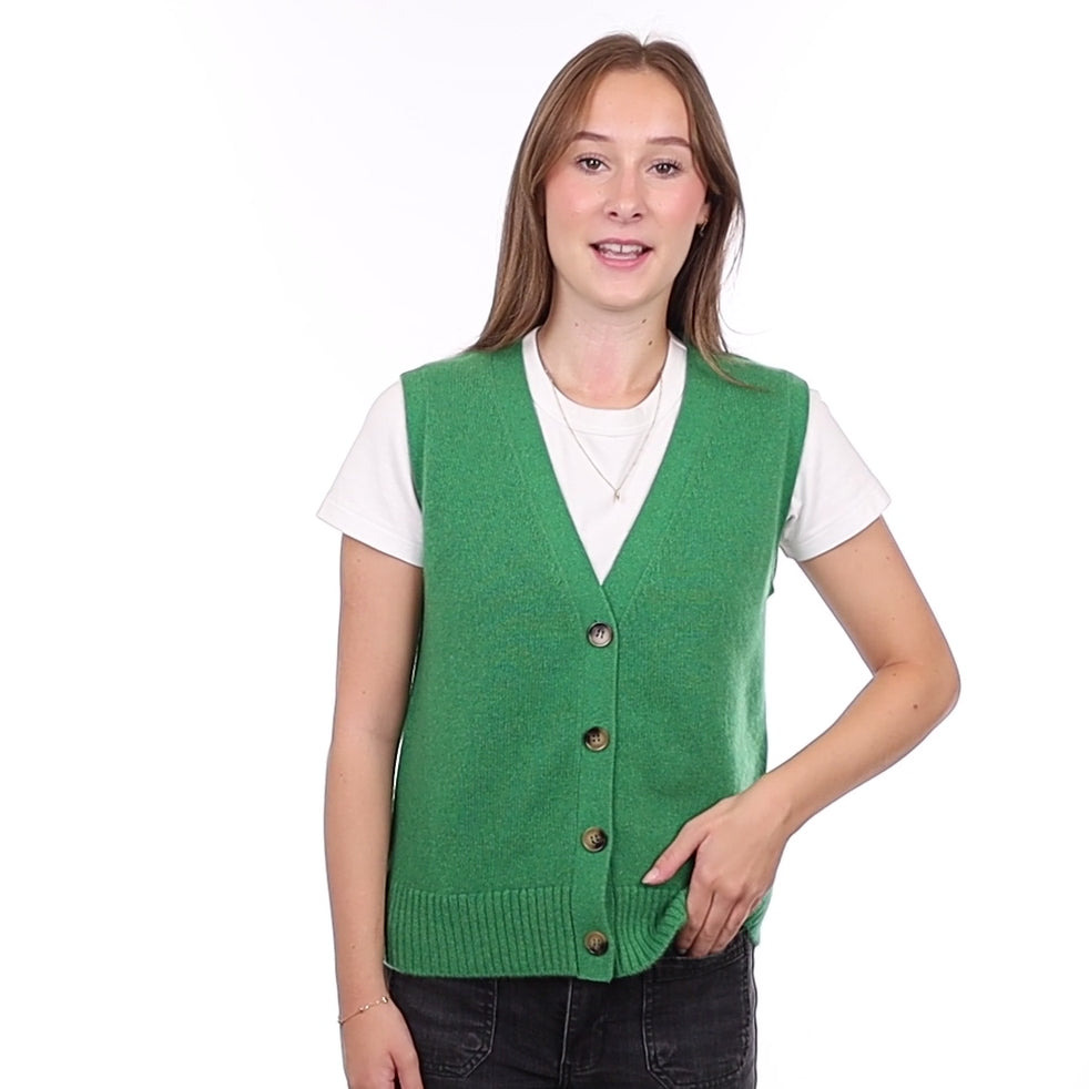 Brand New Shamrock Green Luxury Cashmere V Neck Waistcoat Extra Small UK 6-8