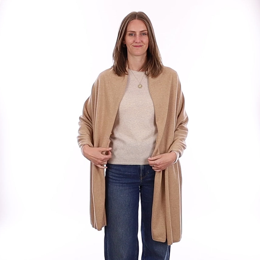 Brand New Caramel Recycled Cashmere Luxury Wrap