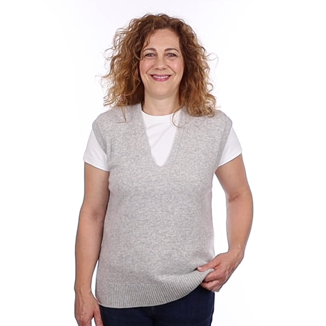 Brand New Mist Grey Luxury Cashmere Tank Top Medium UK 12-14
