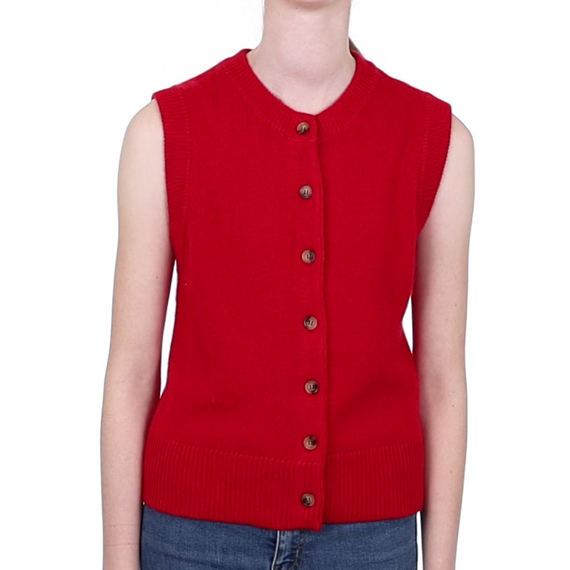Brand New Post Box Red Luxury Cashmere Crew Neck Waistcoat Extra Small UK 6-8