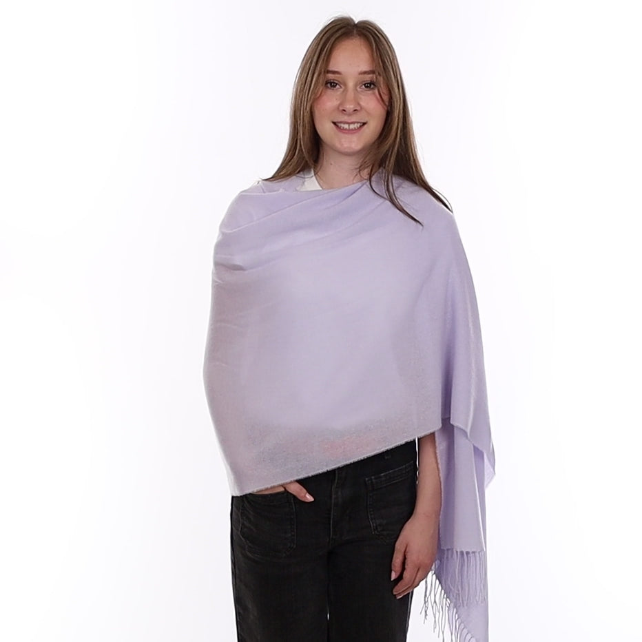 Brand New British Dove Purple Luxury Woven Cashmere Pashmina