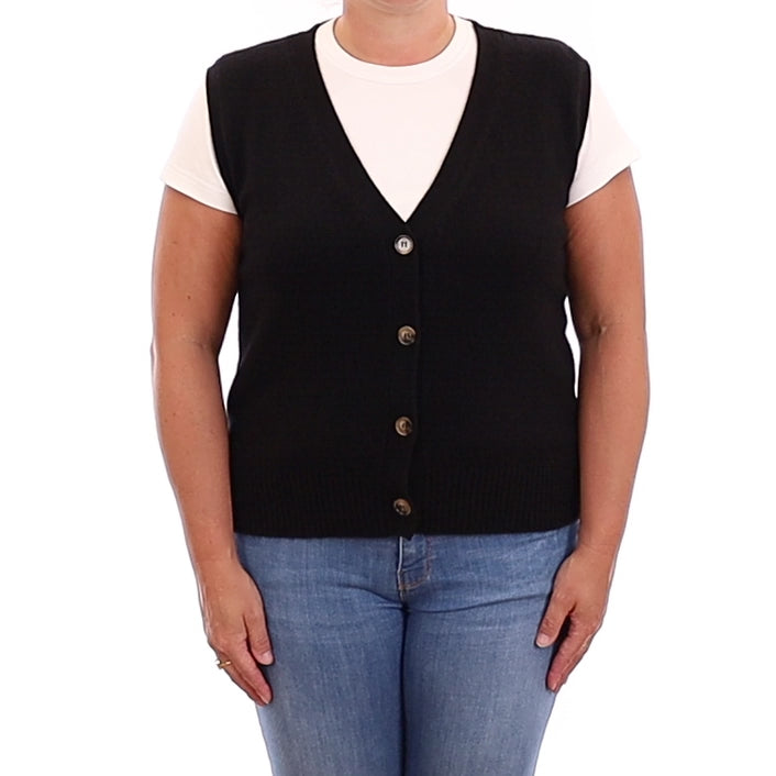 Brand New Black Luxury Cashmere V Neck Waistcoat Large UK 16-18