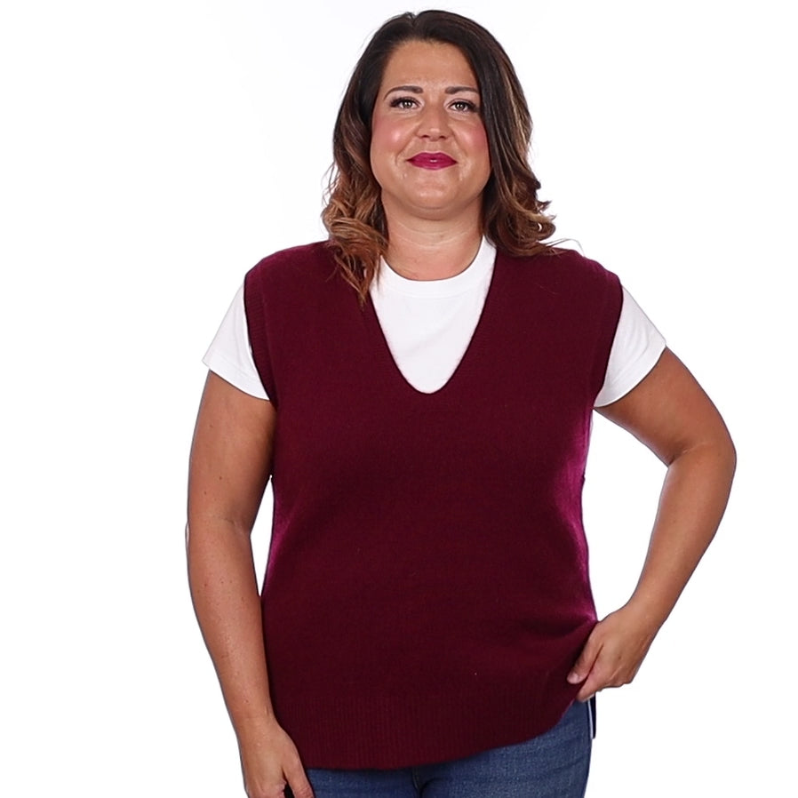 Brand New Rich Wine Luxury Cashmere Tank Top Large UK 16-18