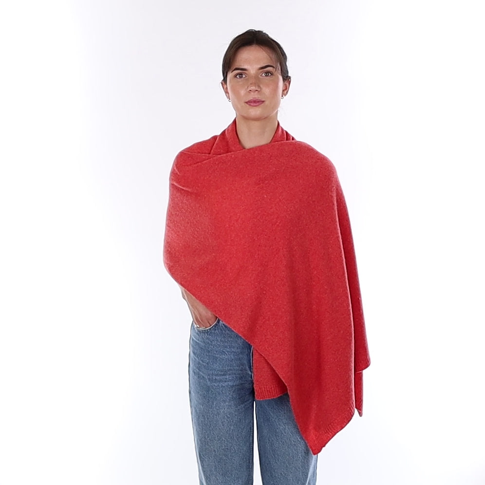 Brand New Watermelon Orange Recycled Cashmere Wrap