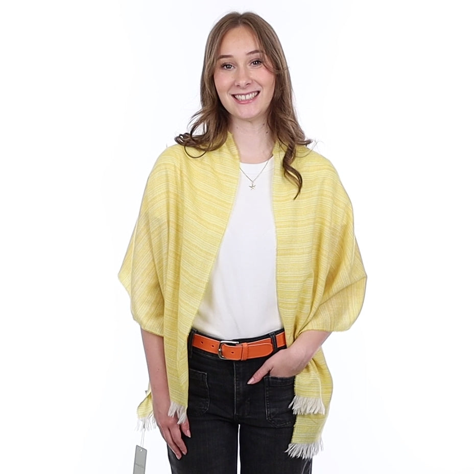 Brand New British Sunflower & Ivory Luxury Woven Cashmere Mini Wrap