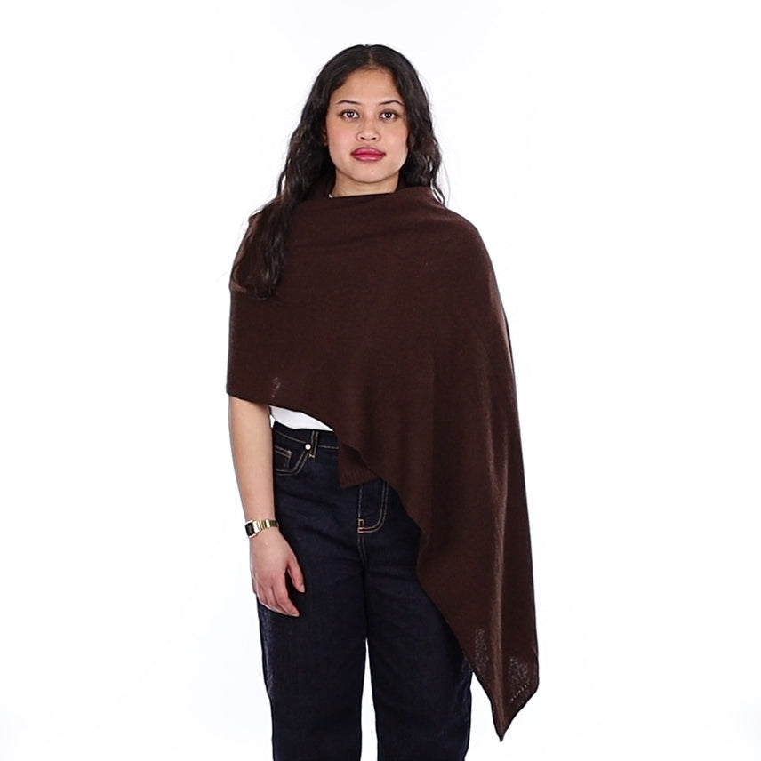 Brand New Chocolate Brown Recycled Cashmere Wrap