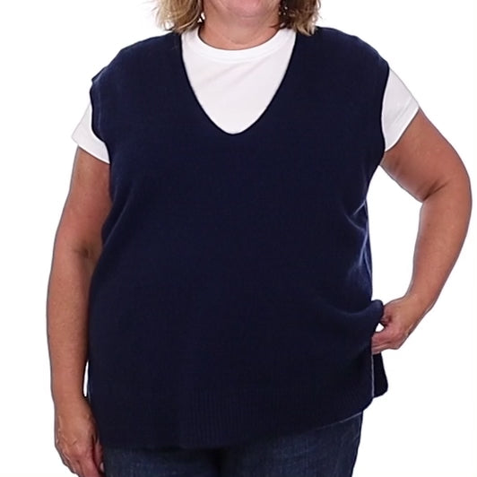 Brand New Navy Luxury Cashmere Tank Top 2XL UK 22-24