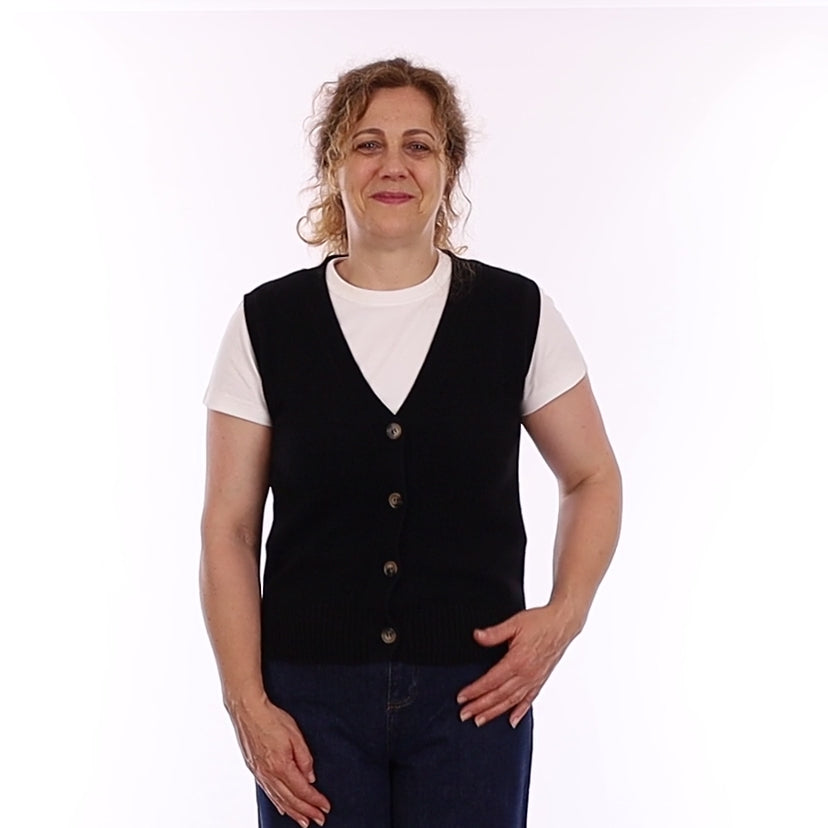 Brand New Black Luxury Cashmere V Neck Waistcoat Medium UK 12-14