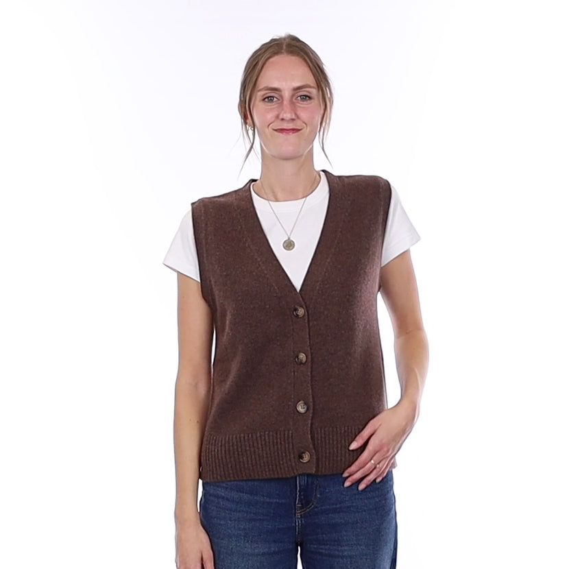 Brand New Mocha Luxury Cashmere V Neck Waistcoat Small UK 8-10