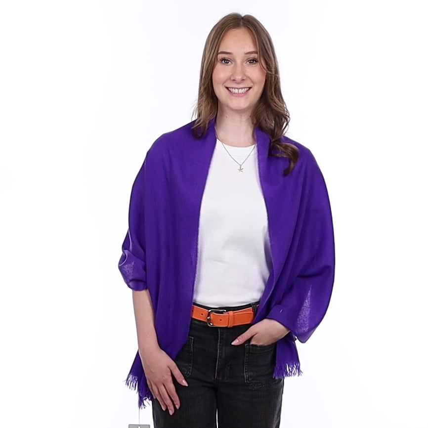 Brand New British Iris Purple Luxury Woven Cashmere Mini Wrap