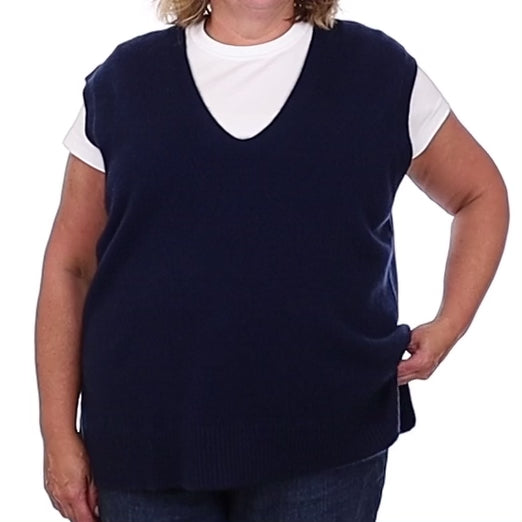 Brand New Navy Luxury Cashmere Tank Top Extra Large UK 20-22