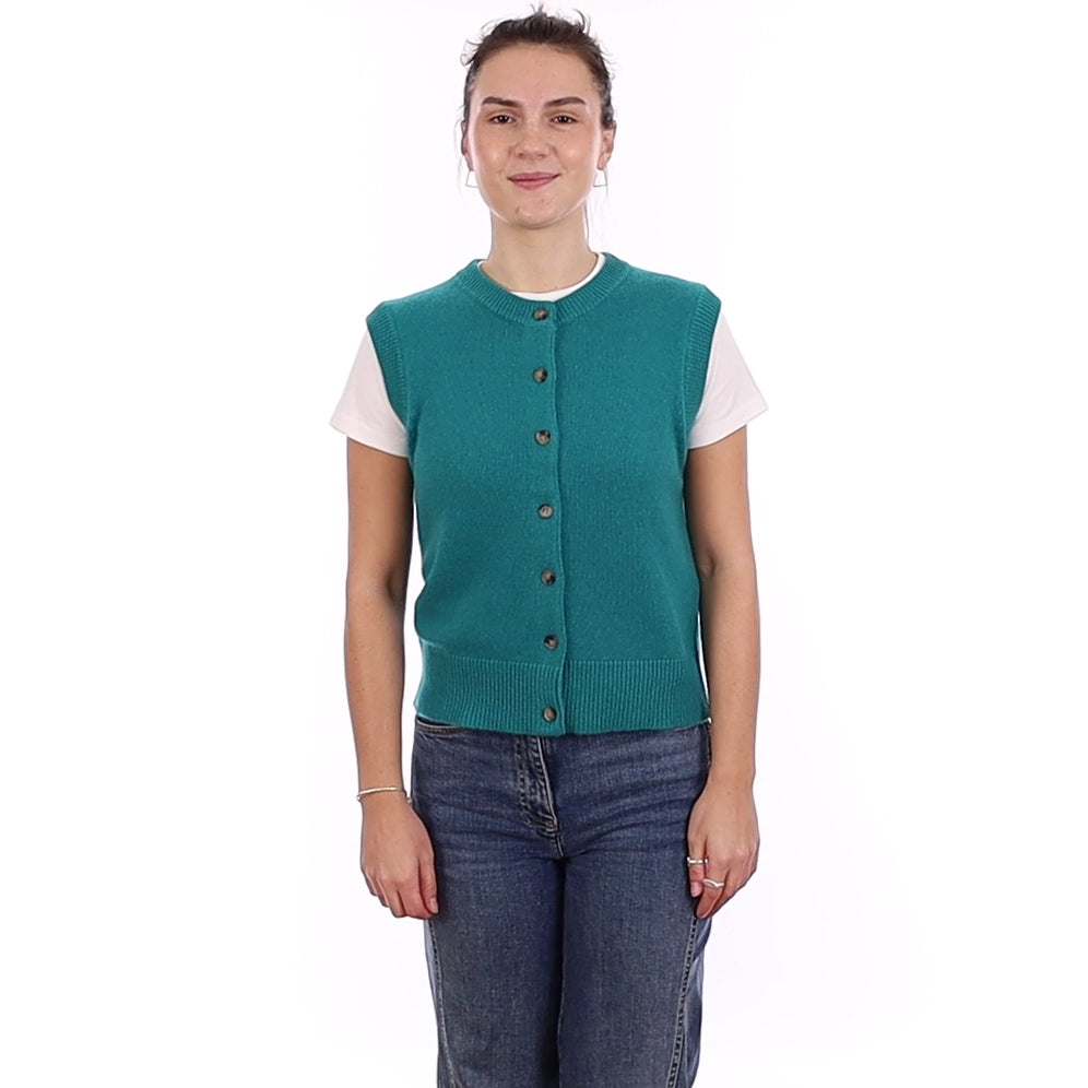 Brand New Teal Luxury Cashmere Crew Neck Waistcoat Extra Large UK 20-22