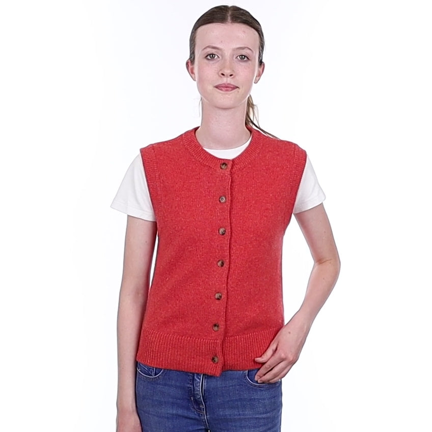 Brand New Watermelon Orange Cashmere Crew Neck Waistcoat Extra Small UK 6-8