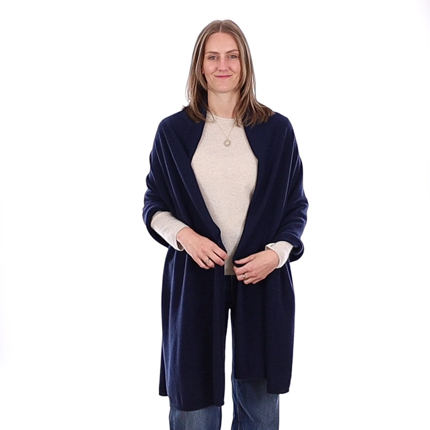 Brand New Navy Recycled Cashmere Luxury Wrap