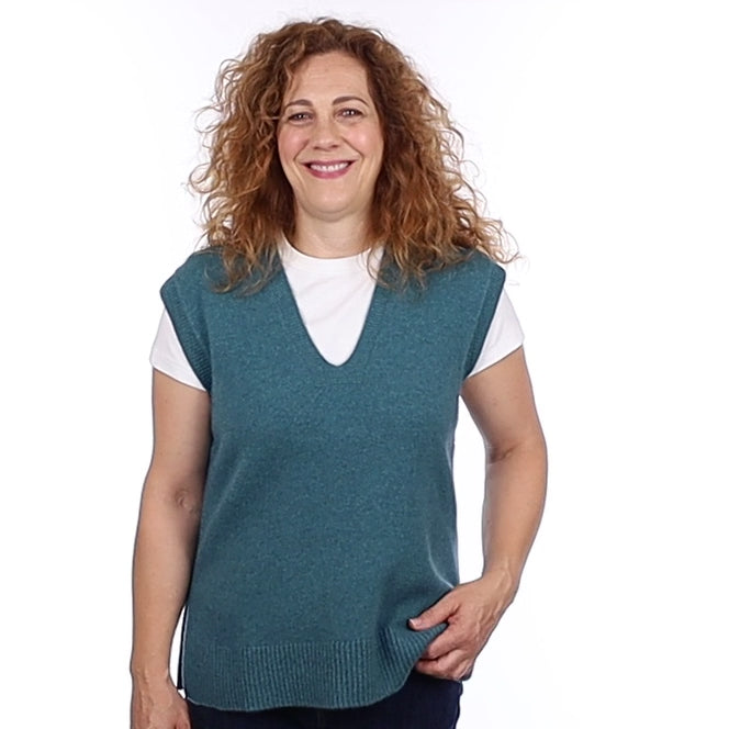 Brand New Ocean Green Luxury Cashmere Tank Top Medium UK 12-14